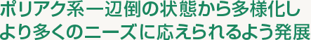 ポリアク系一辺倒の状態から多様化しより多くのニーズに応えられるよう発展
