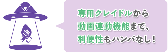 専用クレイドルから動画連動機能まで、利便性もハンパなし！