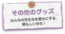 その他のグッズ　みんなの性生活を豊かにする、頼もしい存在