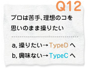 Q12 プロは苦手、理想のコを思いのまま操りたい a.操りたい→TypeDへ b.興味ない→TypeCへ