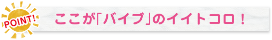 POINT! ここが「バイブ」のイイトコロ!